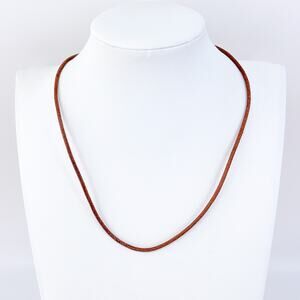 Estate Sterling Silver 925 Clasp | Brown Suede Cord Choker Necklace | 16"